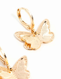 Gold Double Butterfly Stamp Huggie Earrings - link has visual effect only