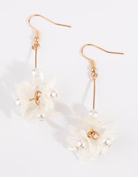 Gold Flower Bar with Pearl Earrings - link has visual effect only