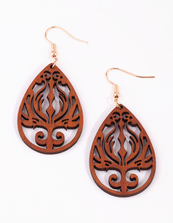 Wooden Teardrop Earrings