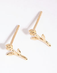 Gold Plated Sterling Silver Rose Stud Earrings - link has visual effect only