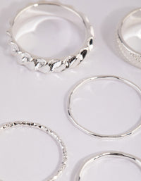 Silver Mixed Texture Ring Pack - link has visual effect only