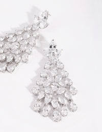 Rhodium Cubic Zirconia Statement Chandelier Drop Earrings - link has visual effect only