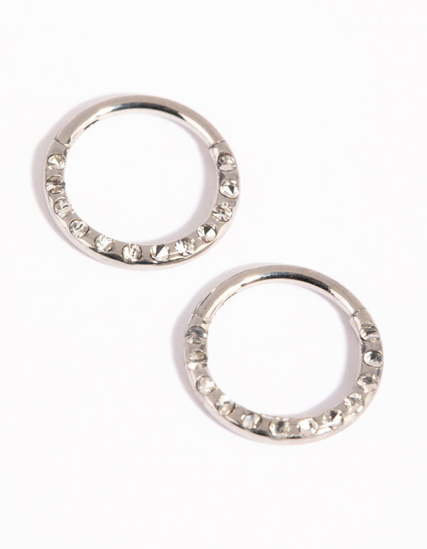 Surgical Steel Pave Hoop Earrings