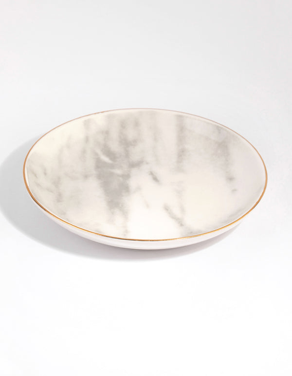 Round Gold Trim Ceramic Trinket Tray