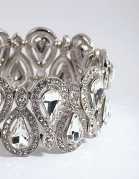 Rhodium Diamante Teardrop Stretch Bracelet - link has visual effect only