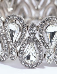 Rhodium Diamante Teardrop Stretch Bracelet - link has visual effect only