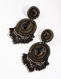 Black Beaded Drop Earrings - link has visual effect only