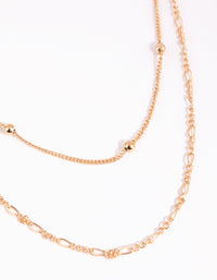 Gold Fine & Figaro Layered Necklace - link has visual effect only