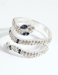 Silver Diamante Blue-Eyed Snake Ring - link has visual effect only