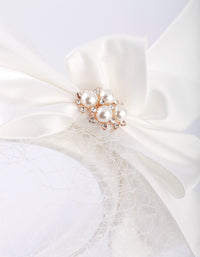 White Bow Pearl & Veil Headband - link has visual effect only