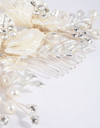 Silver Pearlised Flower Comb - link has visual effect only