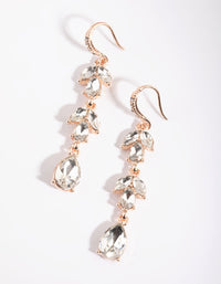 Rose Gold Navette Diamante Drop Earrings - link has visual effect only