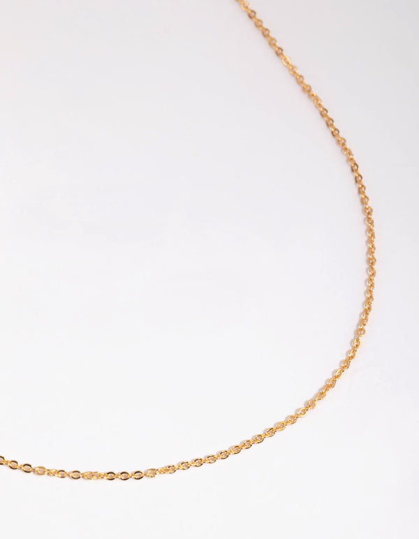 Gold Plated Short Plain Chain Necklace