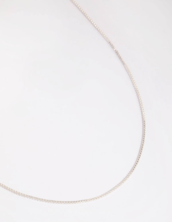 Silver Plated Long Box Chain Necklace