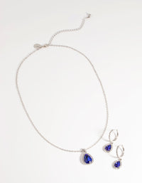 Silver Sapphire Necklace & Earring Set - link has visual effect only