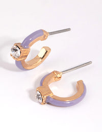 Purple Statement Diamante Huggie Earrings - link has visual effect only