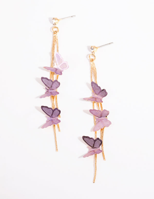 Lilac Butterfly Drop Earrings