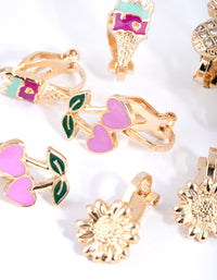 Gold Summer Vibes Clip On Earring 5-Pack - link has visual effect only