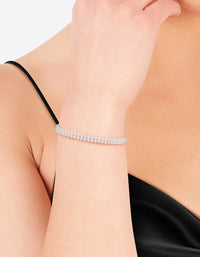 Silver Cubic Zirconia Layered Cup Chain Tennis Bracelet - link has visual effect only