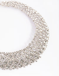 Rhodium Graduated Diamante Collar Necklace - link has visual effect only