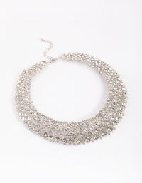 Rhodium Graduated Diamante Collar Necklace - link has visual effect only