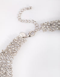 Rhodium Graduated Diamante Collar Necklace - link has visual effect only