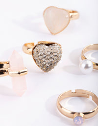 Kids Pink Stone Ring 5-Pack - link has visual effect only