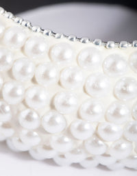 Silver Layered Pearl Bangle Bracelet - link has visual effect only