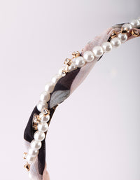 Twisted Diamante & Pearl Alice Band - link has visual effect only