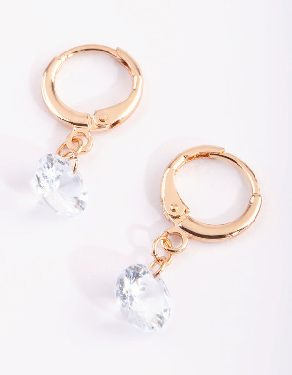 Gold Diamante Huggie Hoop Earrings