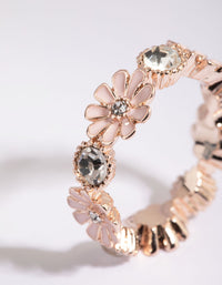 Rose Gold Flower & Diamante Ring - link has visual effect only