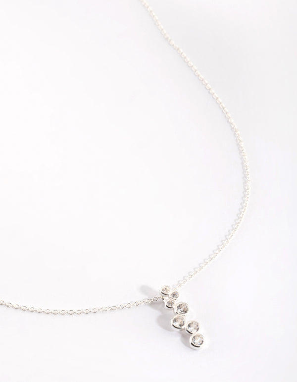 Sterling Silver Diamante Drop Necklace