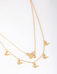 Gold Plated Butterfly Necklace Set - link has visual effect only