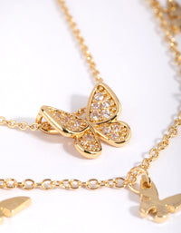 Gold Plated Butterfly Necklace Set - link has visual effect only