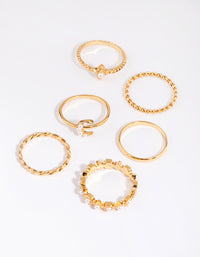 Gold Plated Vintage Rings with Freshwater Pearls 6-Pack - link has visual effect only