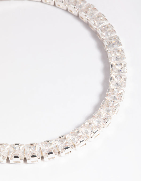 Silver Cubic Zirconia Cup Chain Bracelet