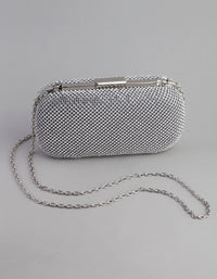 Silver Diamante Rounded Rectangular Clutch - link has visual effect only