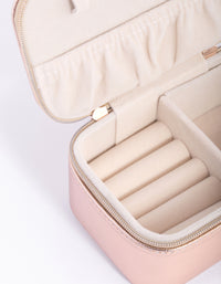 Rose Gold Shiny Faux Leather Rectangle Jewellery Box - link has visual effect only