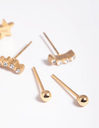 Gold Plated Surgical Steel Star Stud Earring Pack - link has visual effect only