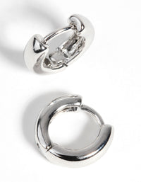 Silver Chunky Huggie Hoop Earrings - link has visual effect only