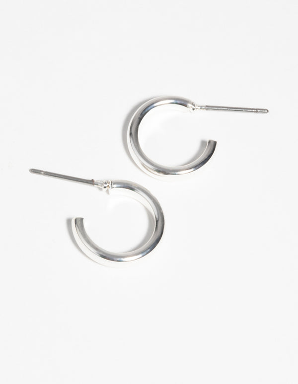 Silver Simple Huggie Earrings