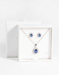 Sapphire Diamond Simulant Necklace & Earrings Set - link has visual effect only