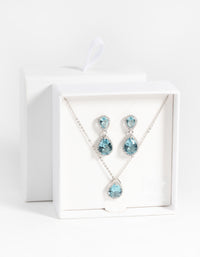 Silver Diamond Simulant Necklace & Earrings Set - link has visual effect only