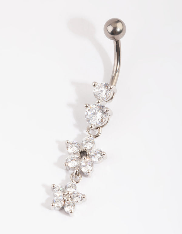 Titanium Floral Belly Bar