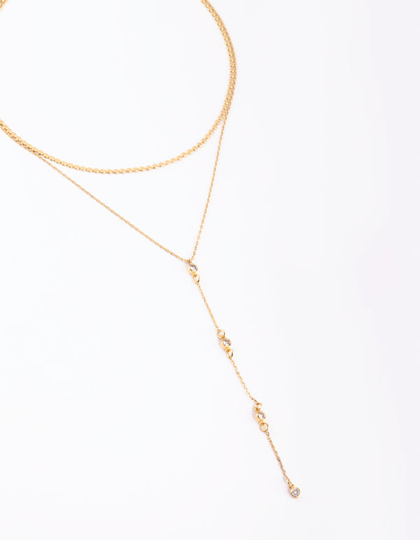 Gold Plated Lariat Necklace Set