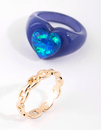 Blue Heart Plastic Ring Set - link has visual effect only