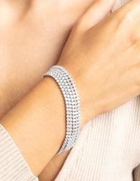 Rhodium Layered Cubic Zirconia Bracelet - link has visual effect only