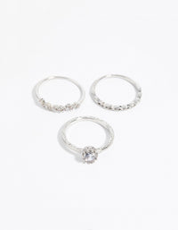 Rhodium Cubic Zirconia Triple Band Ring - link has visual effect only