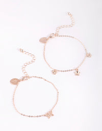 Rose Gold Butterfly Bracelet Set - link has visual effect only