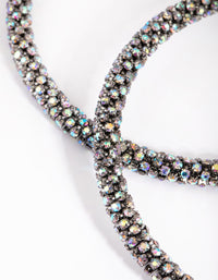 Gunmetal Diamante Hoop Earrings - link has visual effect only